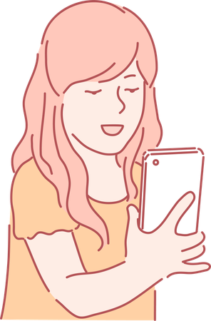 Girl is busy on video call  Illustration