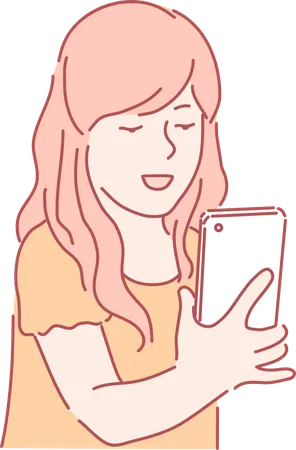 Girl is busy on video call  Illustration