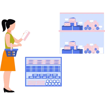 Girl is buying bakery items  Illustration