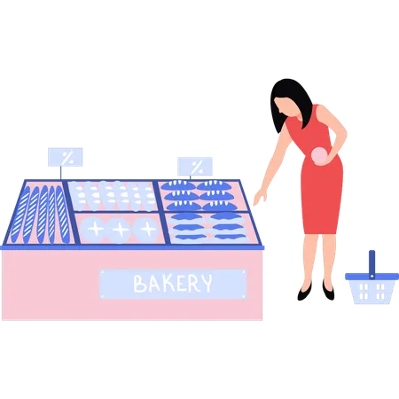 Girl is buying bakery products  Illustration