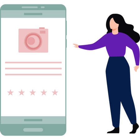 Girl is buying camera online  Illustration