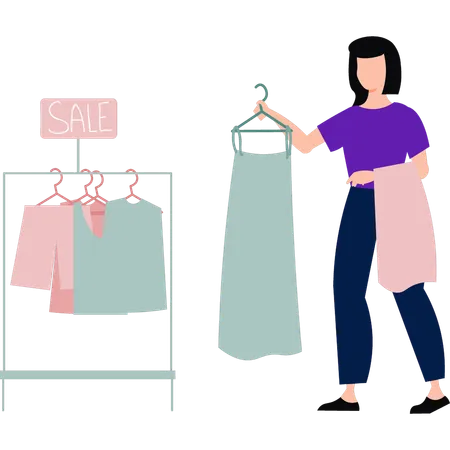 Girl Is Buying Clothes Illustration