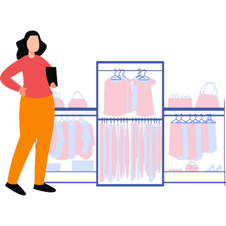 Girl is buying clothes  Illustration