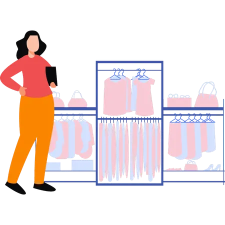 Girl is buying clothes  Illustration