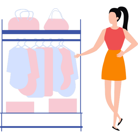 Girl is buying clothes  Illustration