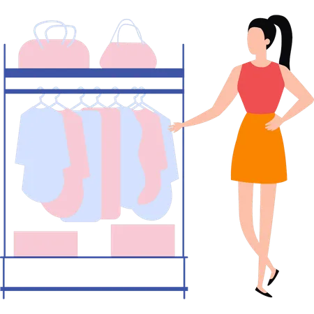 Girl is buying clothes  Illustration