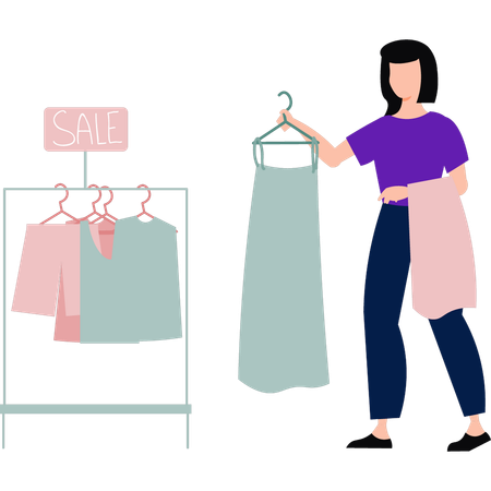 Girl is buying clothes  Illustration