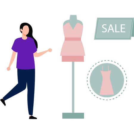 Girl is buying clothes in sale  Illustration