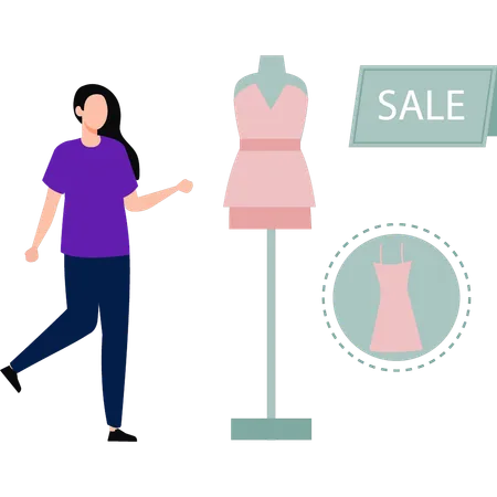 Girl is buying clothes in sale  Illustration