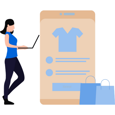 Girl is buying clothes online  Illustration