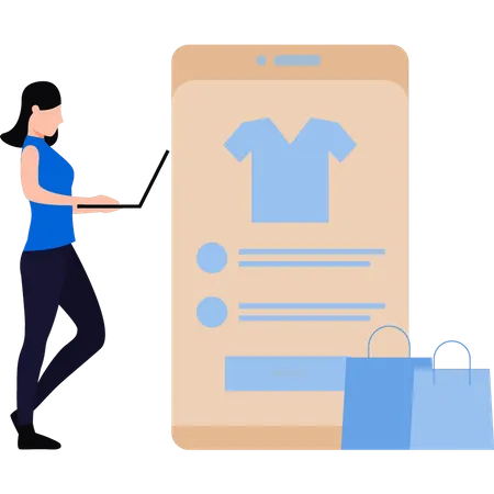 Girl is buying clothes online  Illustration