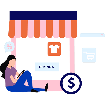 Girl is buying clothes online  Illustration