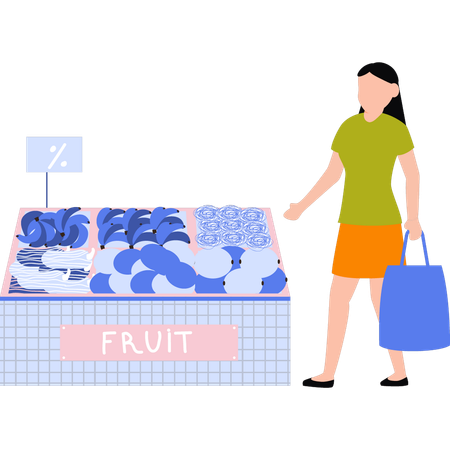 Girl is buying fruits from shop  Illustration
