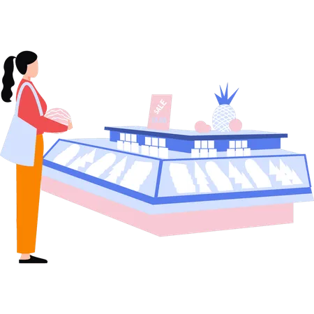 Girl is buying fruits  Illustration