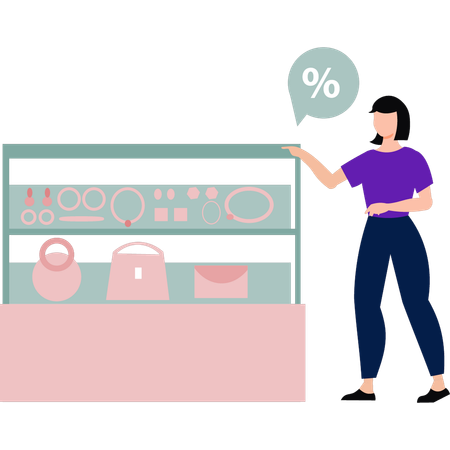 Girl is buying jewellery and other accessories  Illustration