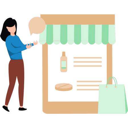Girl is buying medicine online  Illustration