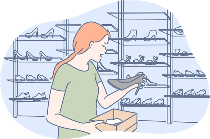 Girl is buying shoes  Illustration