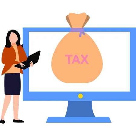 The Girl Is Calculating The Tax Illustration
