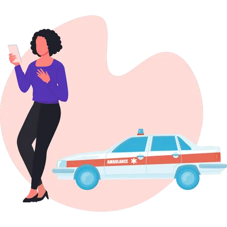 Girl is calling ambulance  Illustration