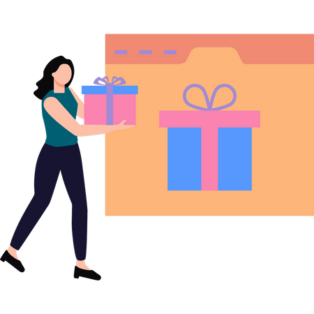 Girl is carrying gift  Illustration