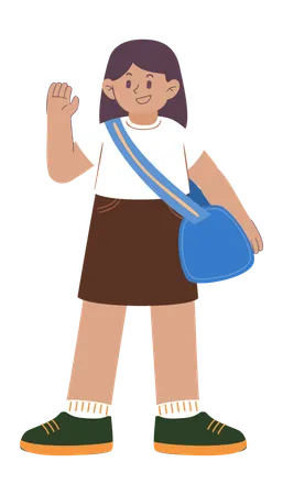 Girl is carrying gym bag  Illustration