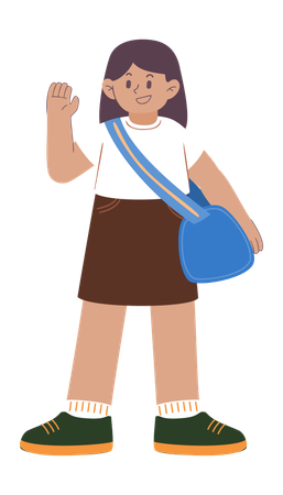 Girl is carrying gym bag  Illustration