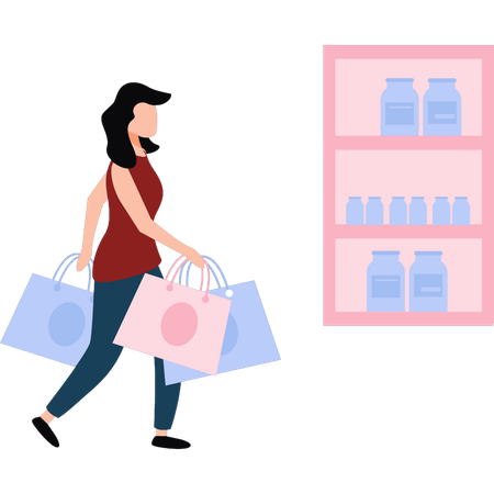 Girl is carrying the shopping bags  Illustration