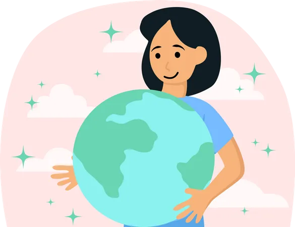 Girl is celebrating Earth Day  Illustration