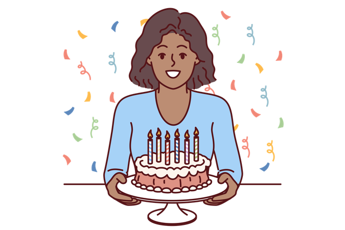 Girl is celebrating her birthday party  Illustration