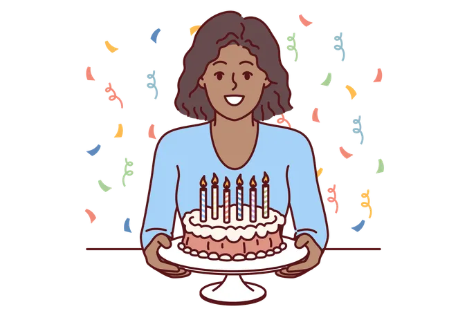 Girl is celebrating her birthday party  Illustration