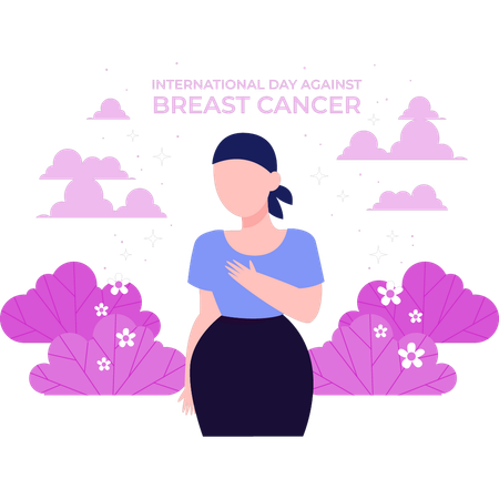 Girl is celebrating World Breast Cancer Day  Illustration
