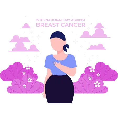 The Girl Is Celebrating World Breast Cancer Day Illustration