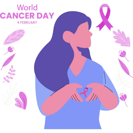 Girl is celebrating world cancer day  Illustration