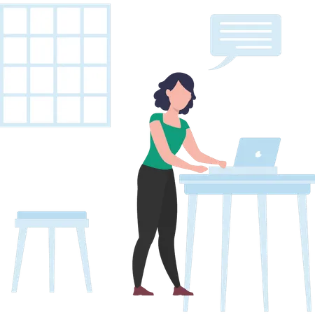 Girl is chatting on laptop  Illustration