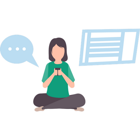 Girl is chatting on mobile phone Illustration
