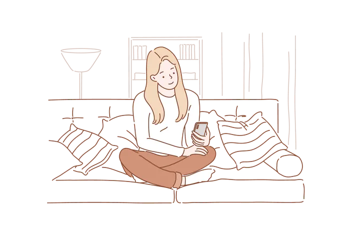 Girl is chatting while relaxing  Illustration