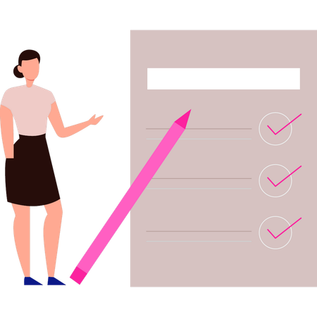 Girl is checking a list  Illustration