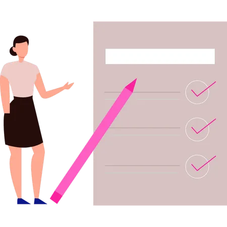 A Girl Is Checking A List Illustration