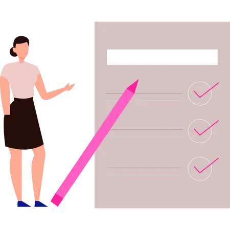 Girl is checking a list  Illustration