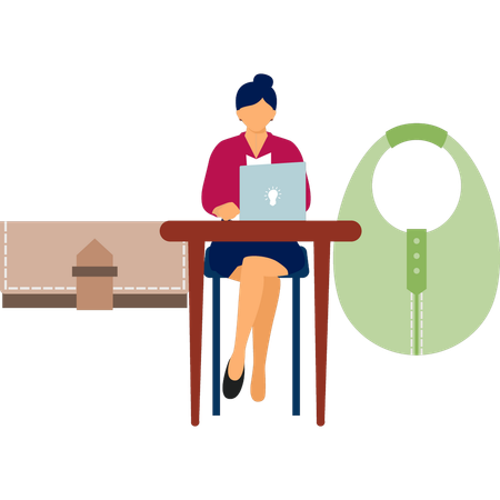 Girl is checking hand craft sale  Illustration