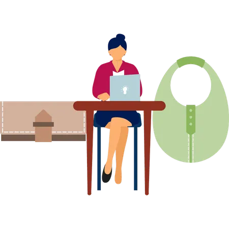 Girl is checking hand craft sale  Illustration
