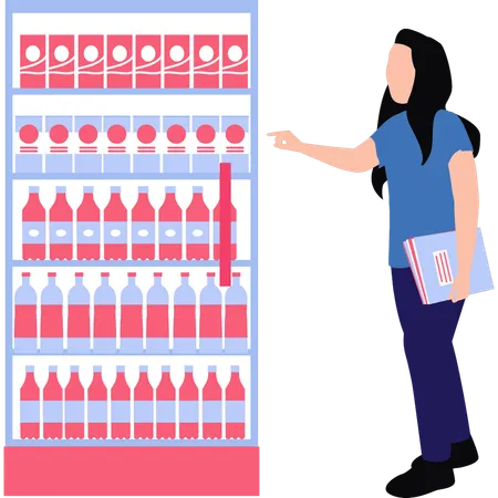 The Girl Is Buying A Bottle Illustration
