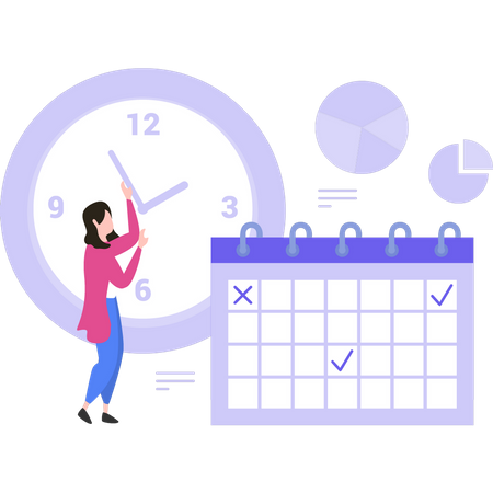Girl is checking the appointment calendar Illustration