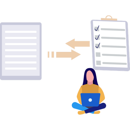 Girl is checking the to-do list  Illustration
