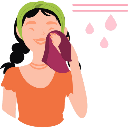 Girl is cleaning her face  Illustration