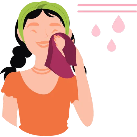 Girl is cleaning her face  Illustration