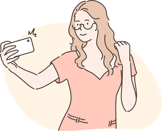 Girl is clicking her selfie  Illustration