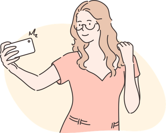 Girl is clicking her selfie  Illustration