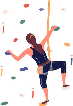 Girl is climbing in climbing hall  Illustration