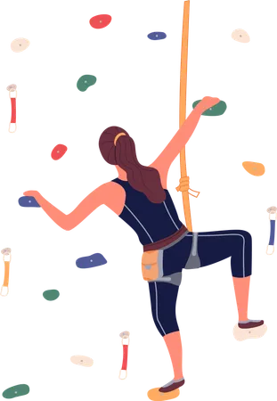 Girl is climbing in climbing hall  Illustration